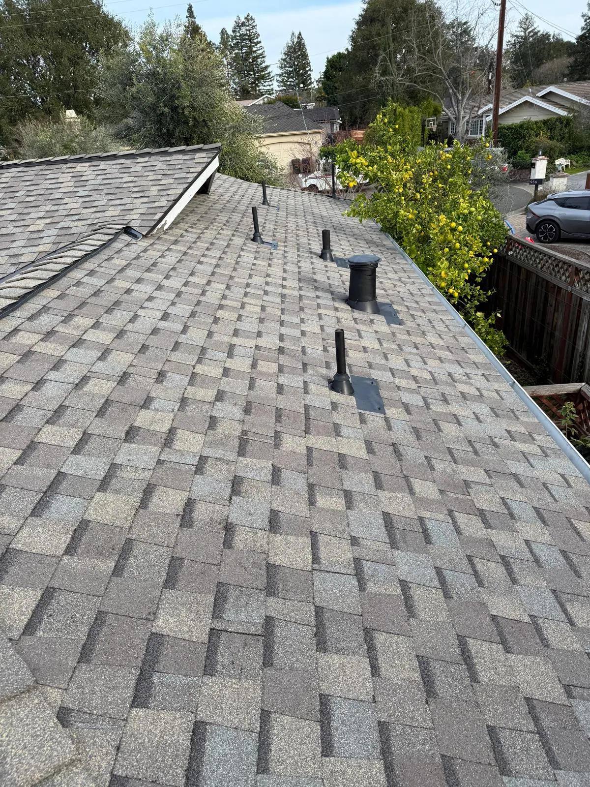 Finished residential shingle roof